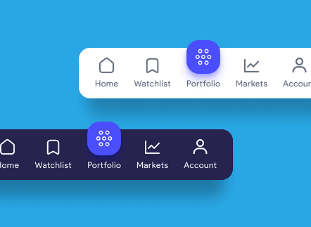 Light and dark bottom navigation bar components