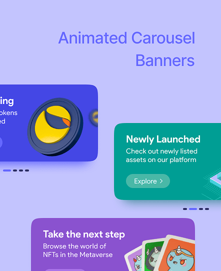 Animated carousel banner components used across the Crypton design system