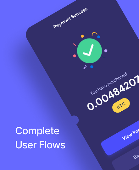 Complete user flow screens showing app navigation from start to finish